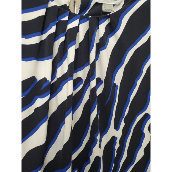 Calvin Klein Animal Printed Gathered Neck Sleeveless Blouse SZ Petite Large NWOT - Picture 2 of 8